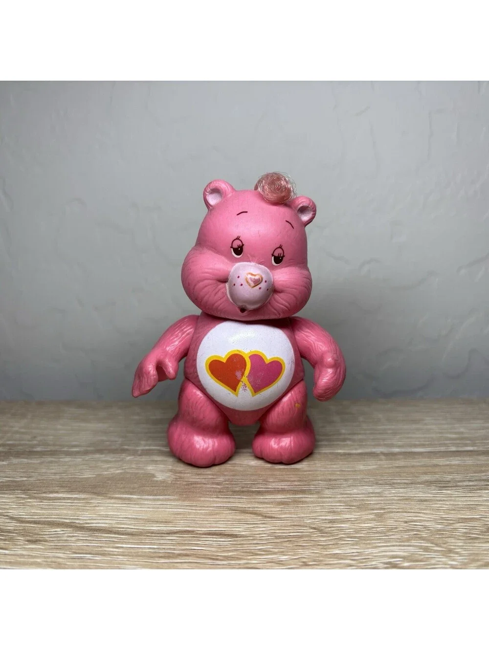Vintage 1983 Kenner Care Bears Love a Lot Bear 3.5 Inch Posable Figure Pink
